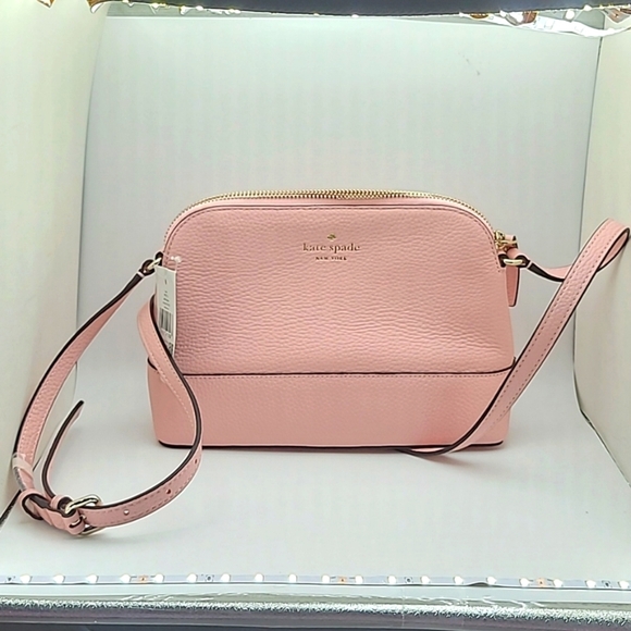 NWT KATE SPADE HANNA CROSSBODY BAG PURSE ROSY CHEEKS PINK LEATHER  MSRP $299 - Picture 1 of 7